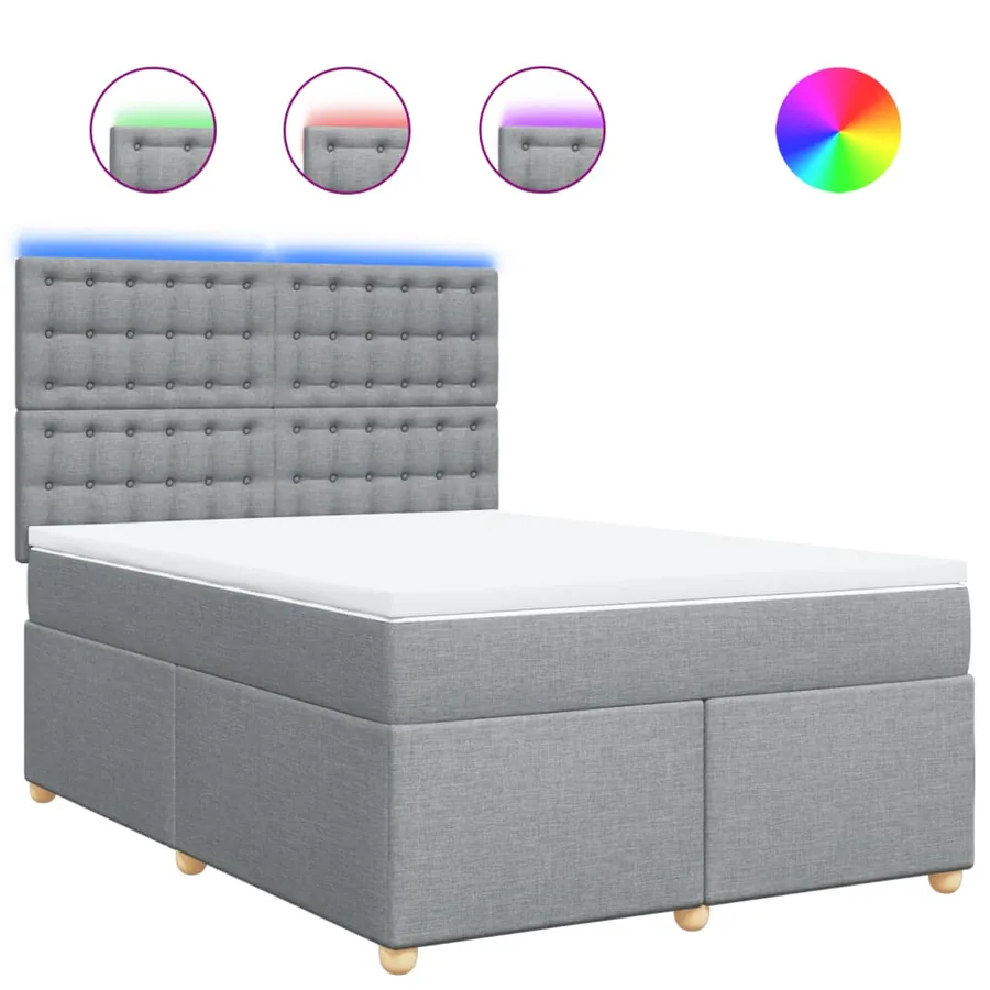 Sommier à lattes de lit avec matelas Gris clair 160x200cm Tissu - 2