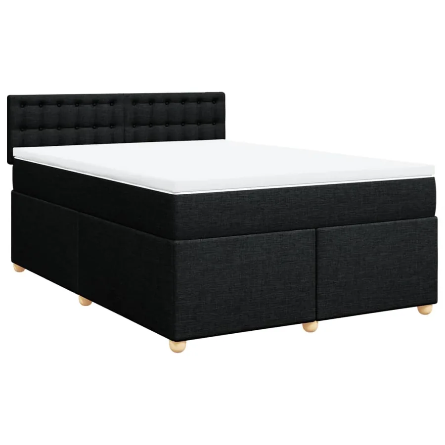Sommier à lattes de lit avec matelas Noir 140x190 cm Tissu - 3