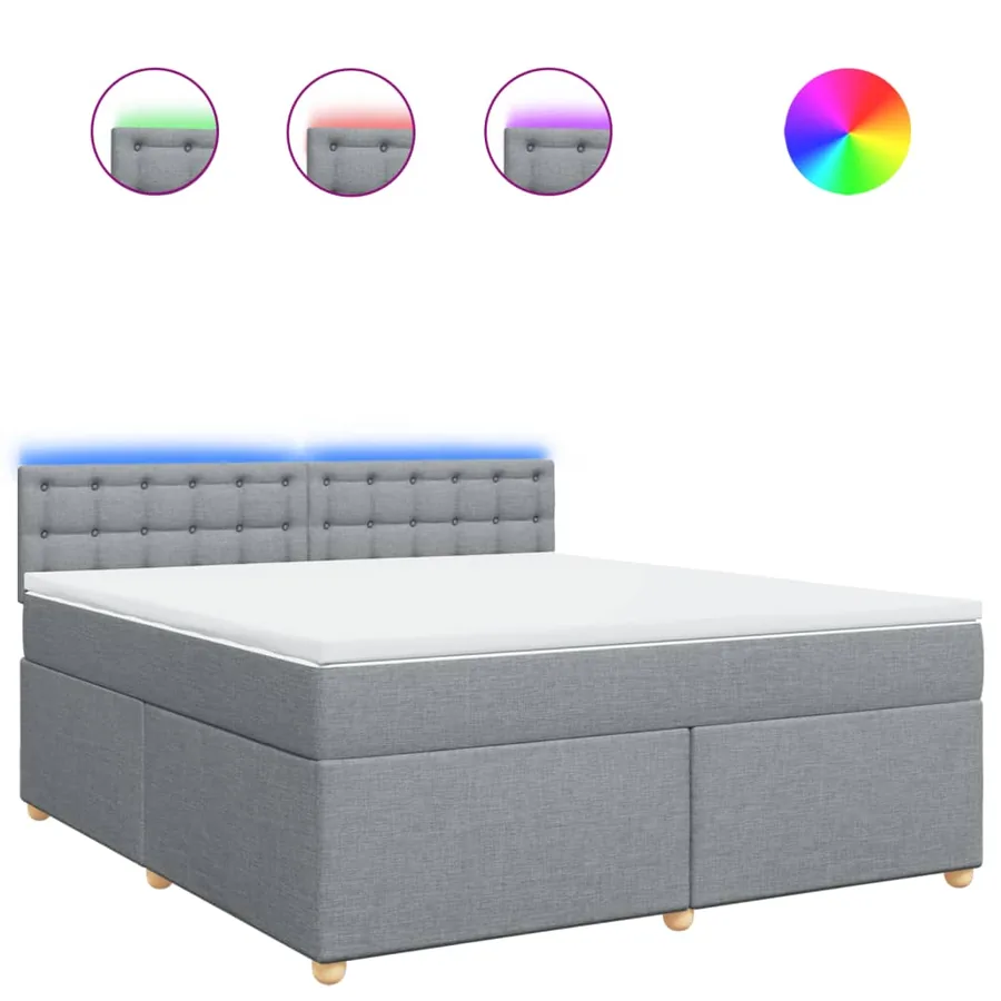 Sommier à lattes de lit avec matelas Gris clair 180x200cm Tissu - 2