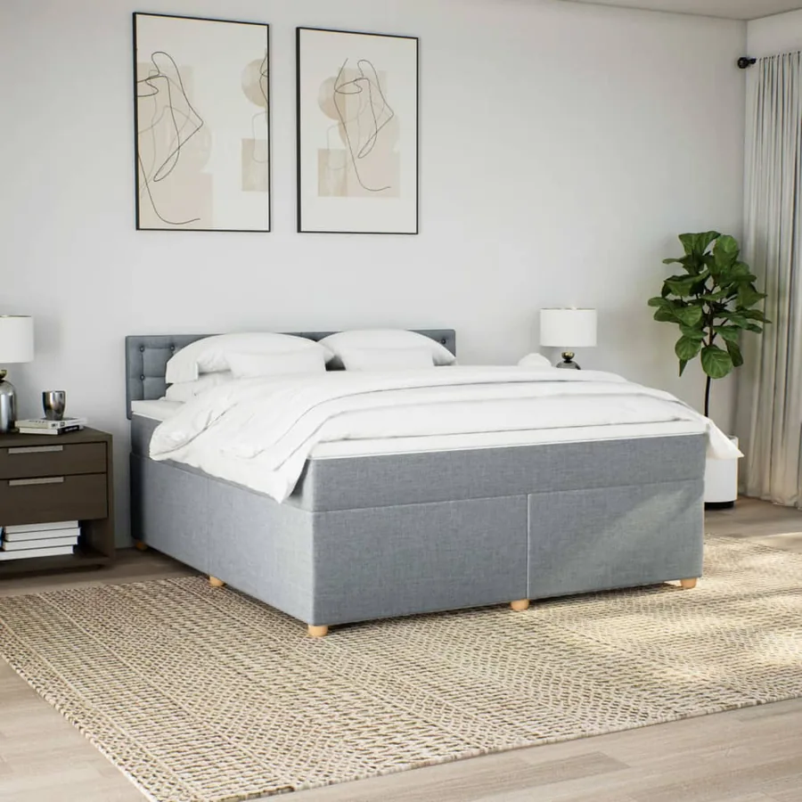 Sommier à lattes de lit avec matelas Gris clair 180x200cm Tissu - 4
