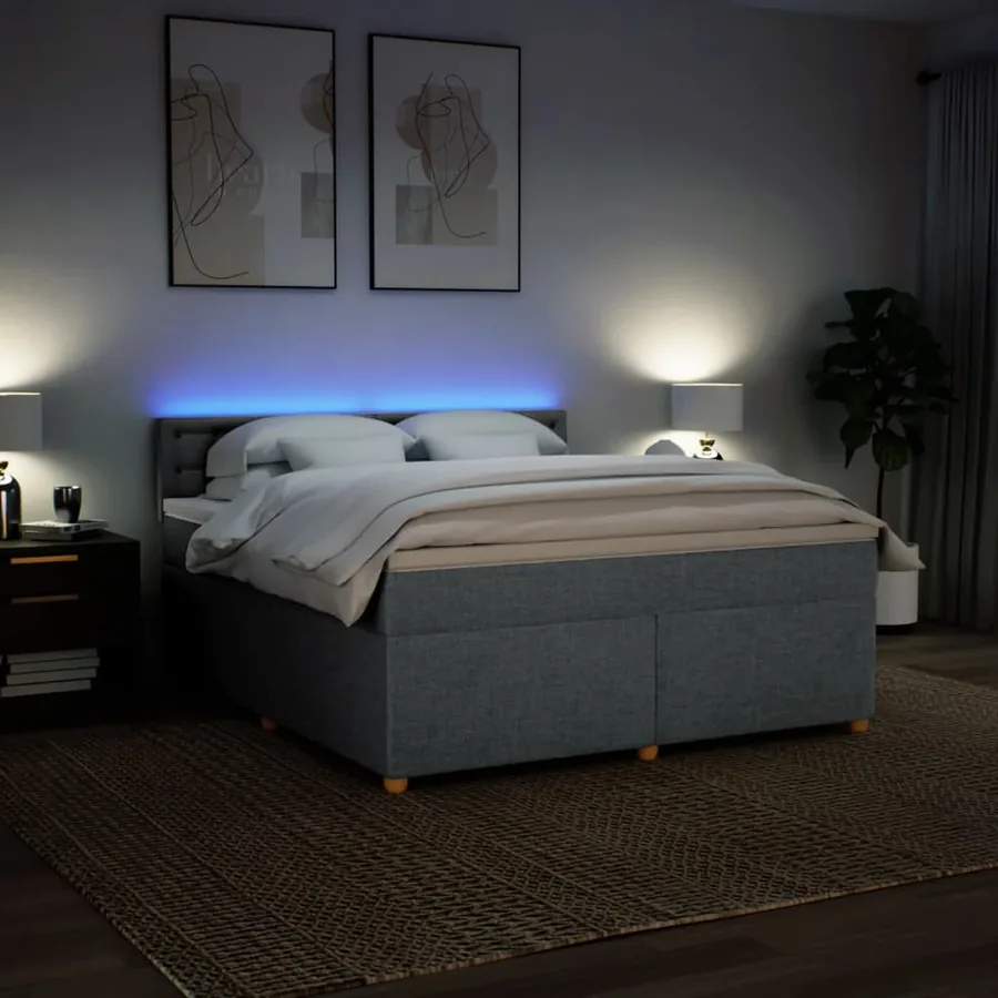 Sommier à lattes de lit avec matelas Gris clair 180x200cm Tissu - 5
