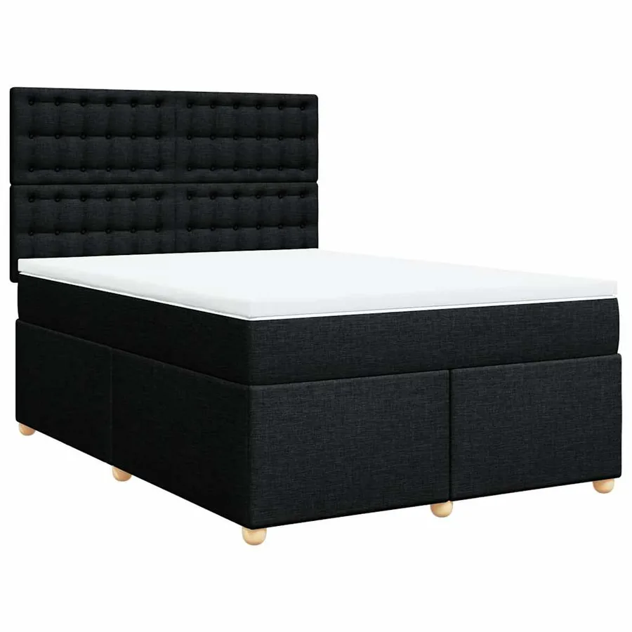 Sommier à lattes de lit avec matelas Noir 160x200 cm Tissu - 3