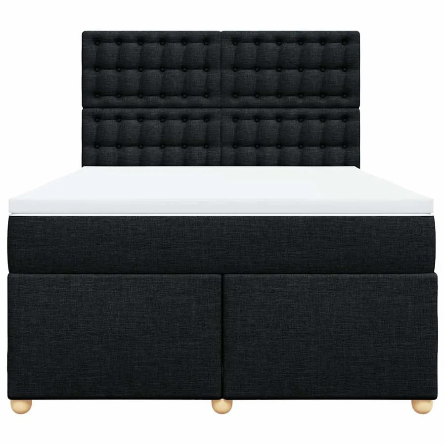 Sommier à lattes de lit avec matelas Noir 160x200 cm Tissu - 6