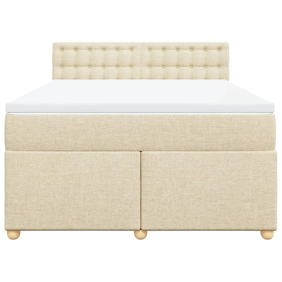 Sommier à lattes de lit avec matelas Crème 160x200 cm Tissu - 6