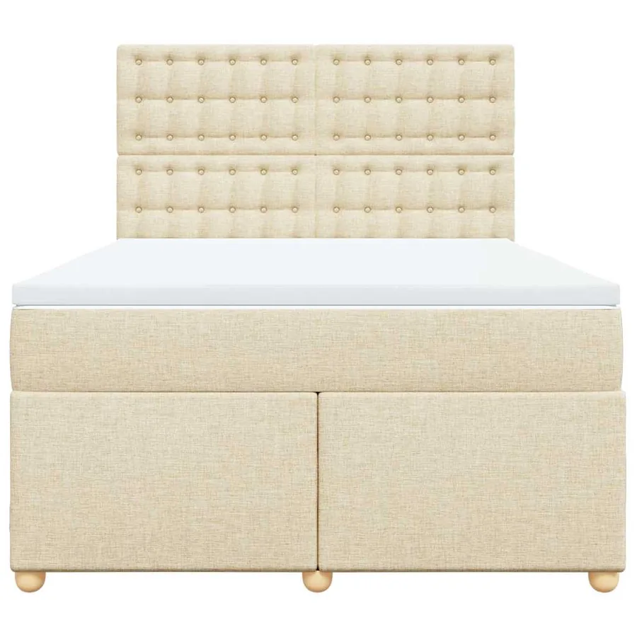 Sommier à lattes de lit avec matelas Crème 140x190 cm Tissu - 4