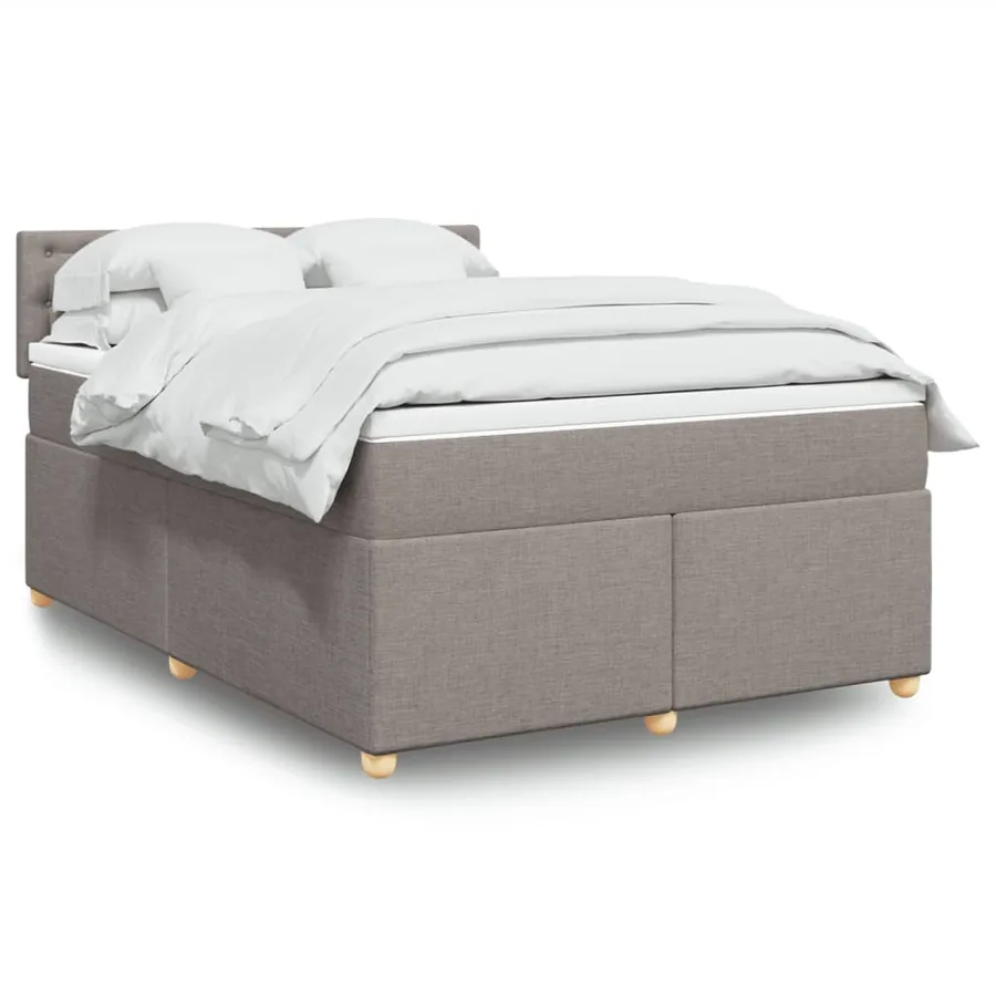 Sommier à lattes de lit avec matelas Taupe 140x190 cm Tissu