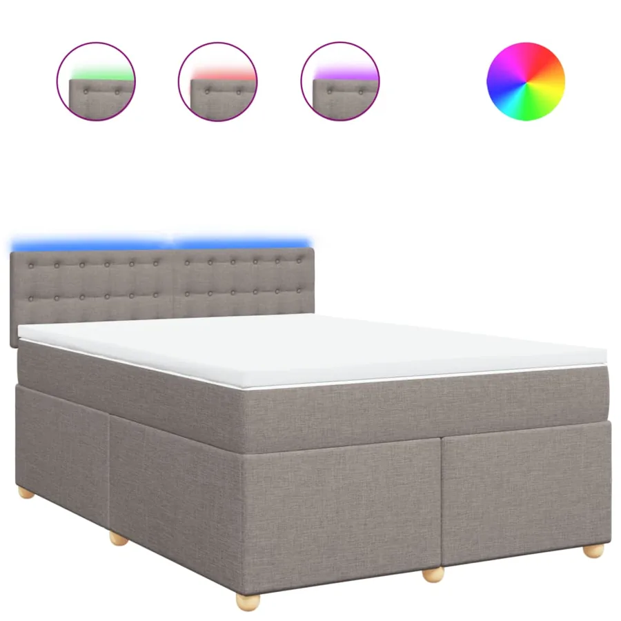 Sommier à lattes de lit avec matelas Taupe 140x190 cm Tissu - 2
