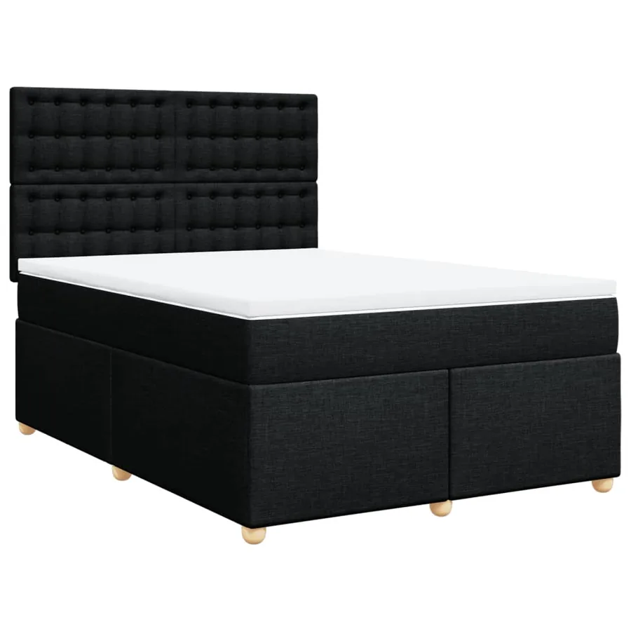 Sommier à lattes de lit avec matelas Noir 160x200 cm Tissu - 2