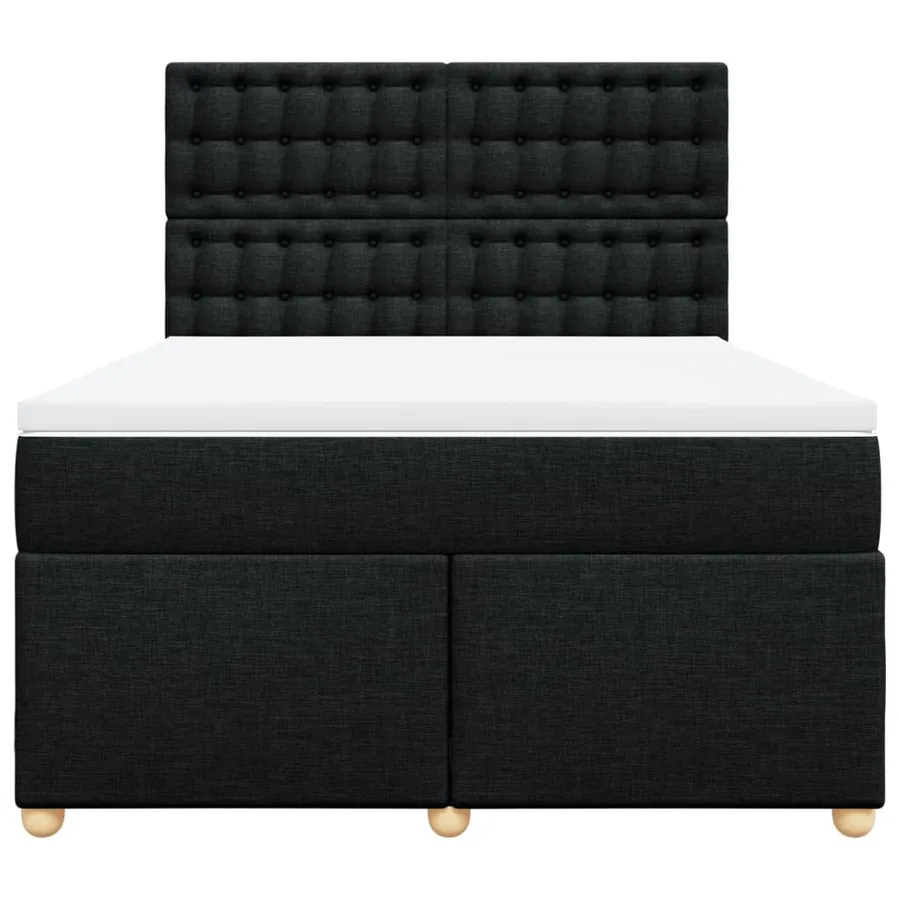 Sommier à lattes de lit avec matelas Noir 160x200 cm Tissu - 4