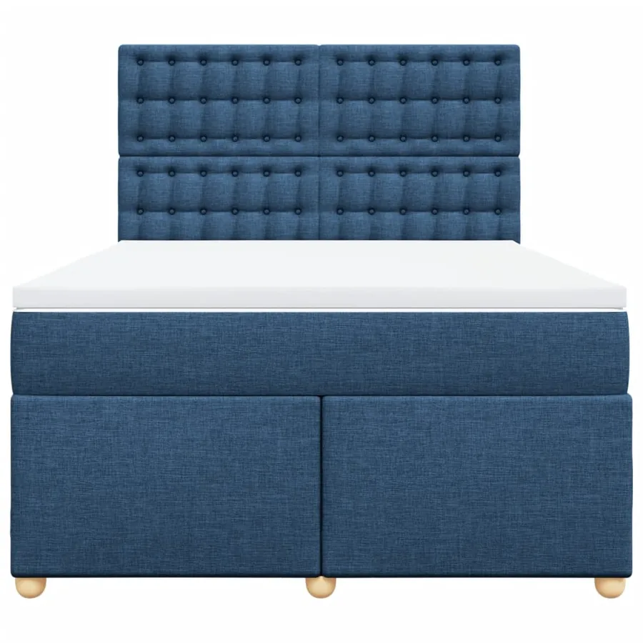 Sommier à lattes de lit avec matelas Bleu 160x200 cm Tissu - 4