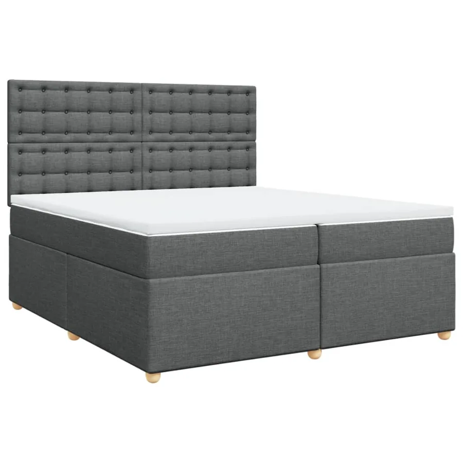 Sommier à lattes de lit avec matelas Gris foncé 200x200cm Tissu - 3