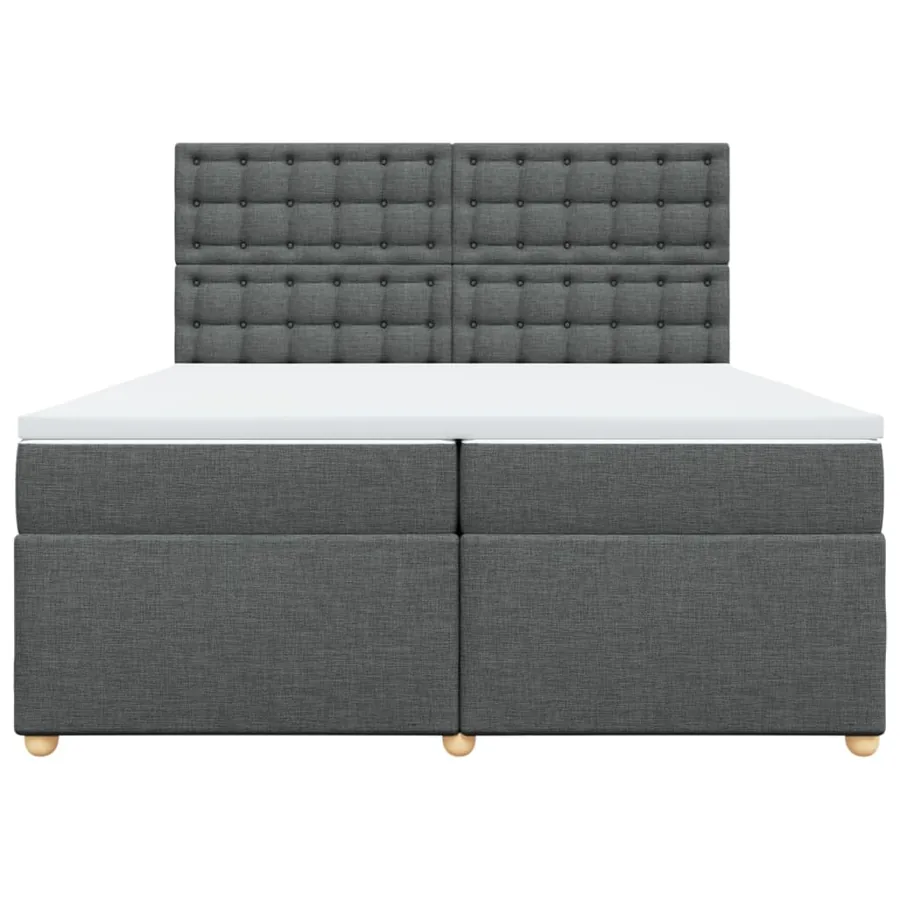 Sommier à lattes de lit avec matelas Gris foncé 200x200cm Tissu - 6