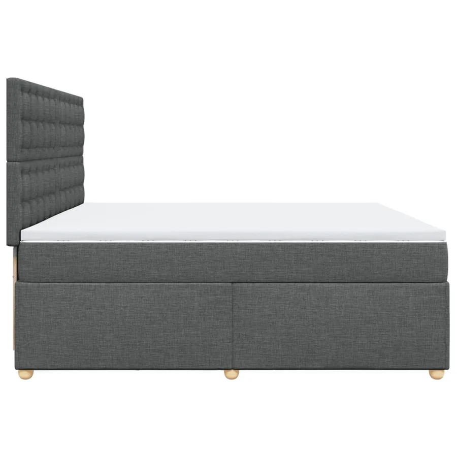 Sommier à lattes de lit avec matelas Gris foncé 200x200cm Tissu - 7