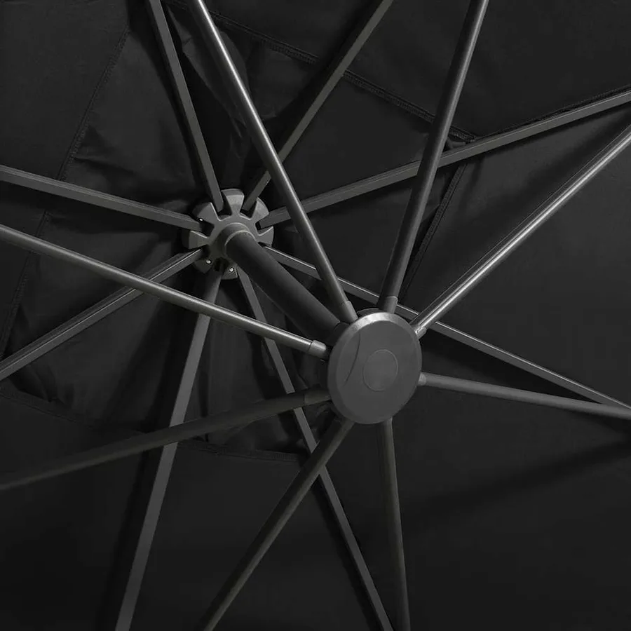 Parasol de jardin en porte-à-faux et mât et lumières LED noir - 9