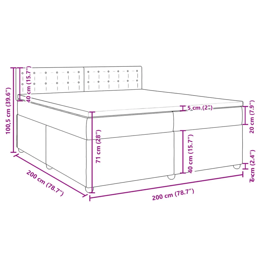 Sommier à lattes de lit avec matelas Gris clair 200x200cm Tissu - 18