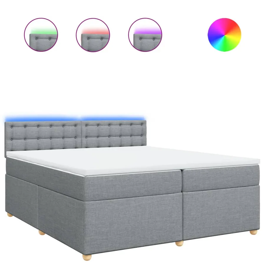 Sommier à lattes de lit avec matelas Gris clair 200x200cm Tissu - 2