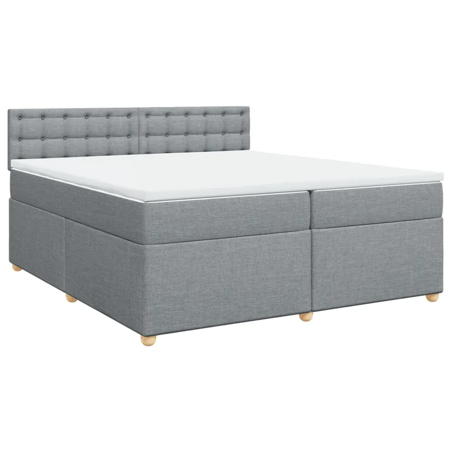 Sommier à lattes de lit avec matelas Gris clair 200x200cm Tissu - 3
