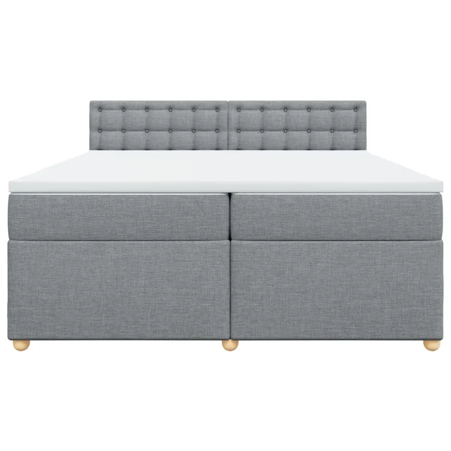 Sommier à lattes de lit avec matelas Gris clair 200x200cm Tissu - 6
