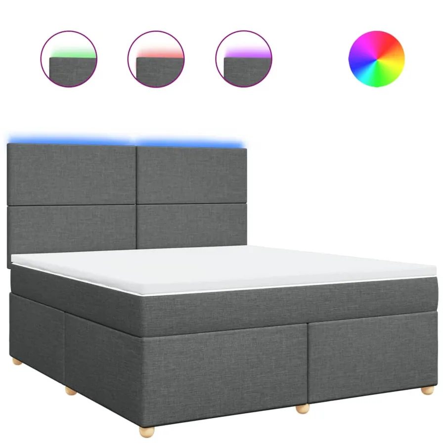 Sommier à lattes de lit avec matelas Gris foncé 180x200cm Tissu - 2
