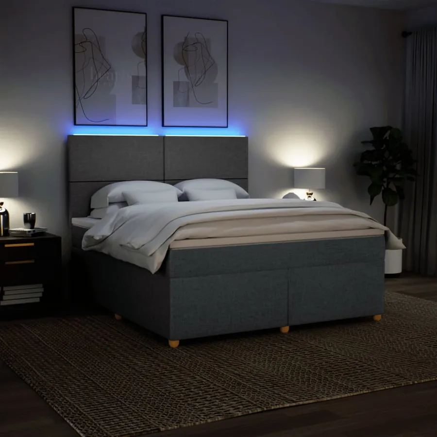 Sommier à lattes de lit avec matelas Gris foncé 180x200cm Tissu - 5