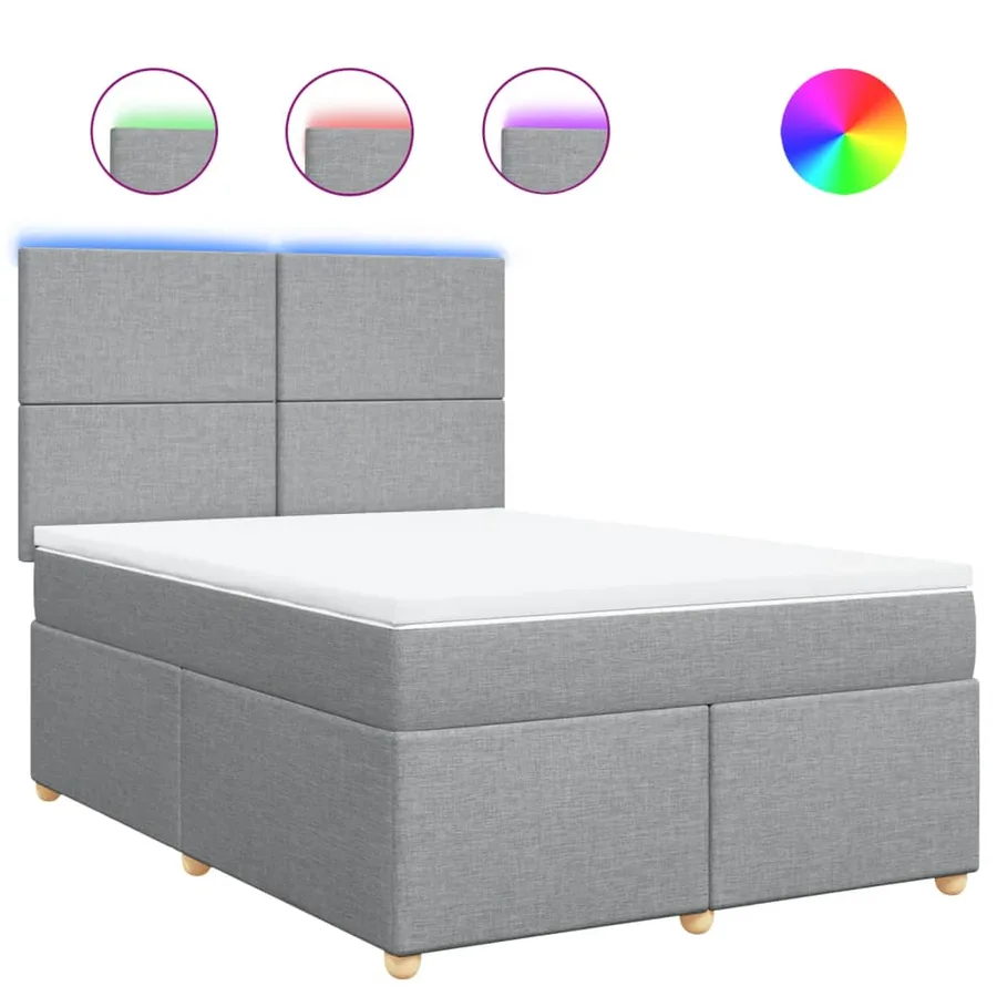 Sommier à lattes de lit avec matelas Gris clair 160x200cm Tissu - 2