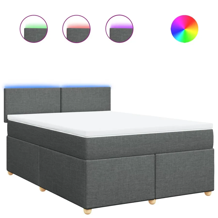 Sommier à lattes de lit avec matelas Gris foncé 160x200cm Tissu - 2