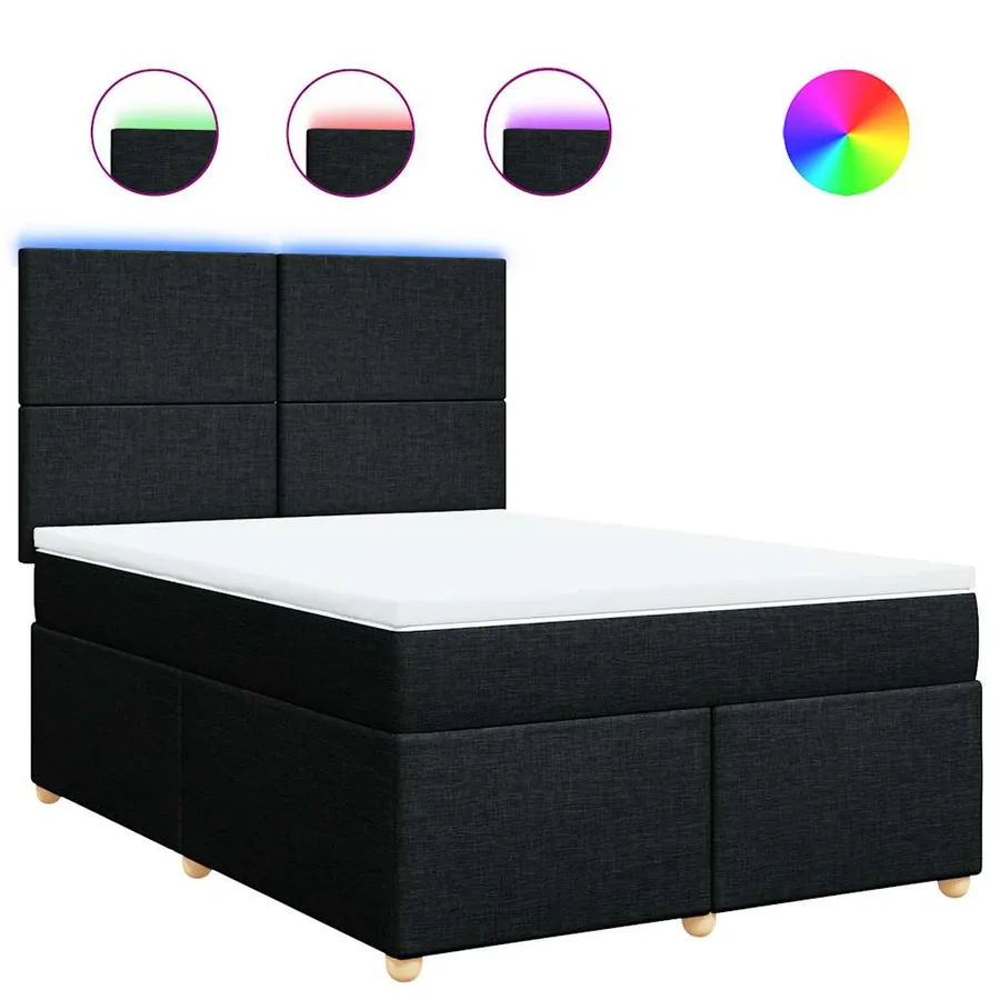Sommier à lattes de lit avec matelas Noir 160x200 cm Tissu - 2
