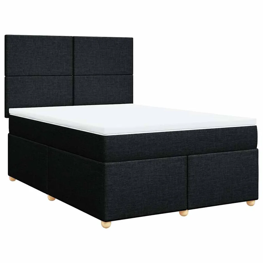 Sommier à lattes de lit avec matelas Noir 160x200 cm Tissu - 3