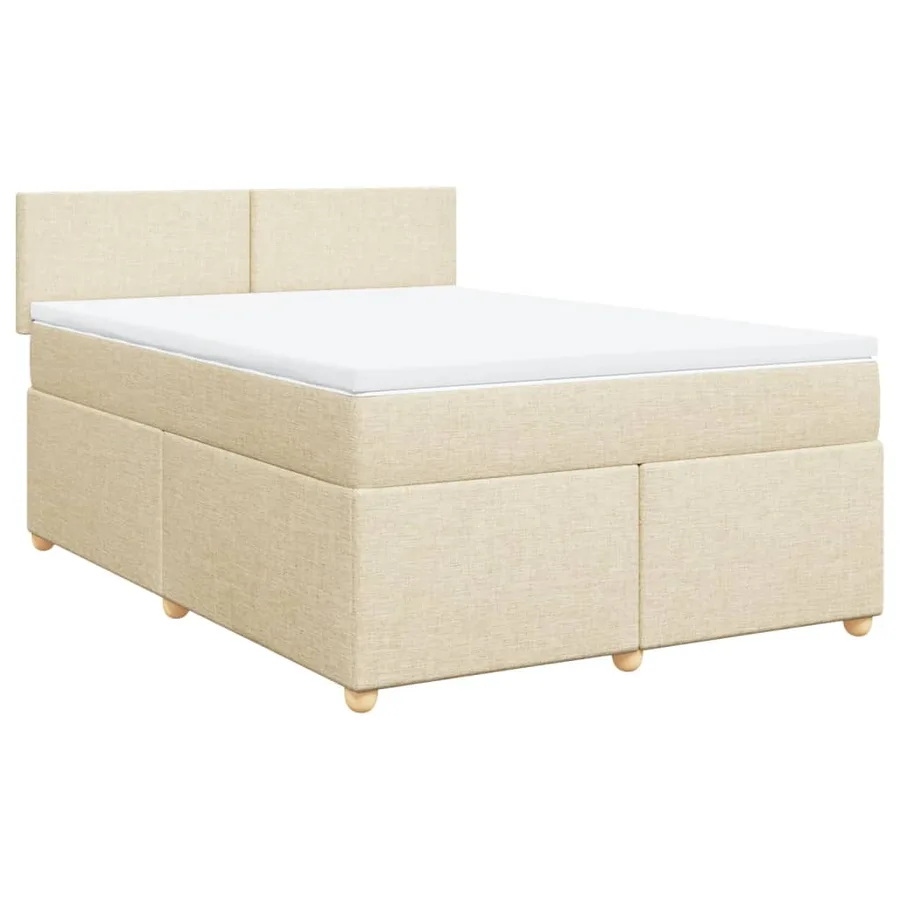 Sommier à lattes de lit avec matelas Crème 160x200 cm Tissu - 2