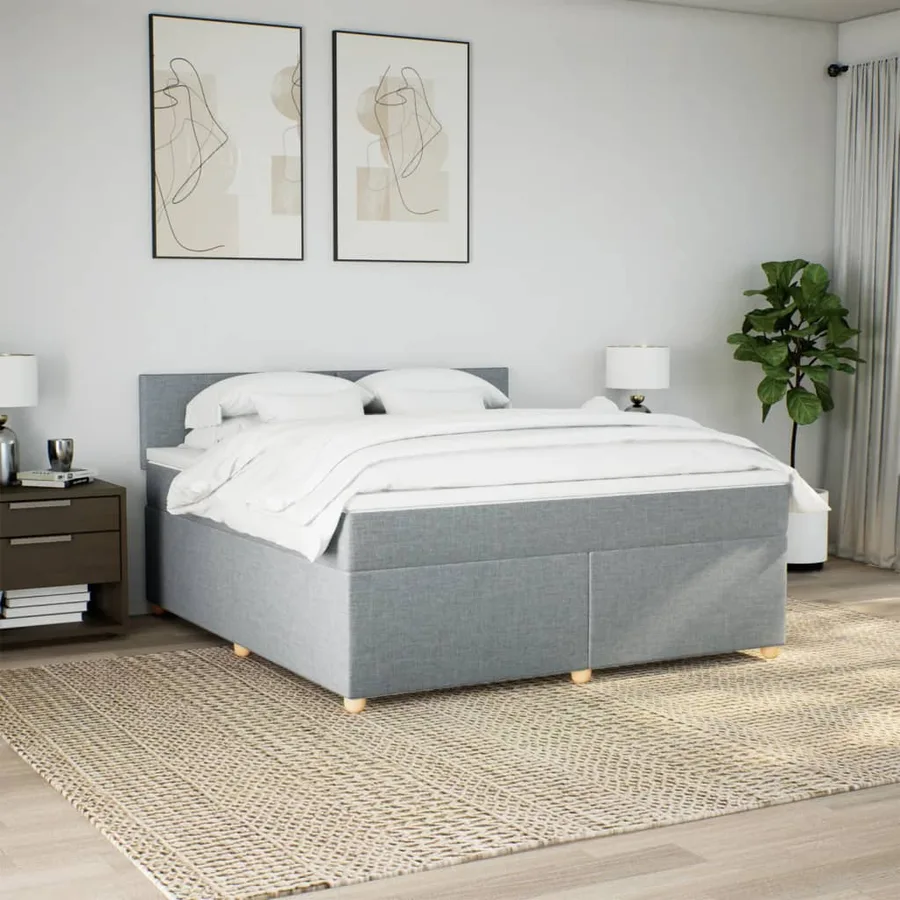Sommier à lattes de lit avec matelas Gris clair 180x200cm Tissu - 4