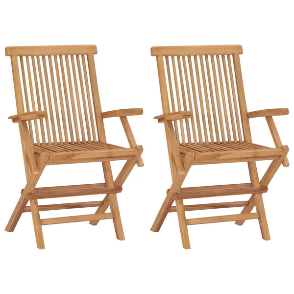 Folding Garden Chairs Set of 2 Solid Teak Wood