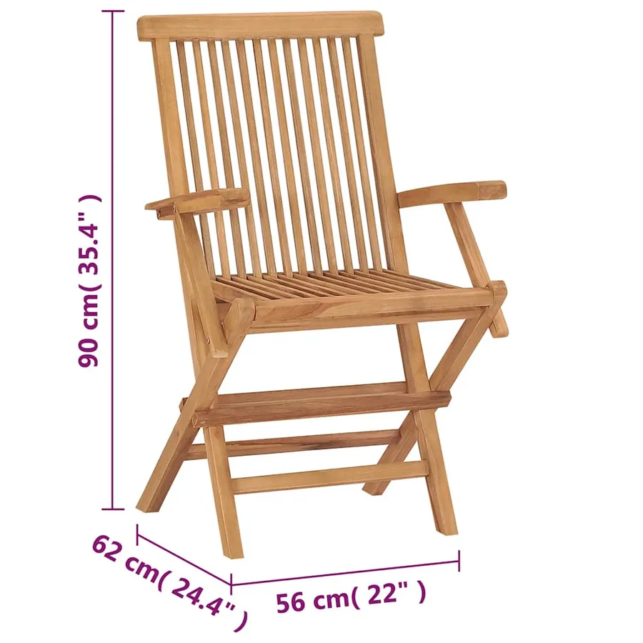 Chaises de jardin pliables lot de 2 Bois de teck massif - 9