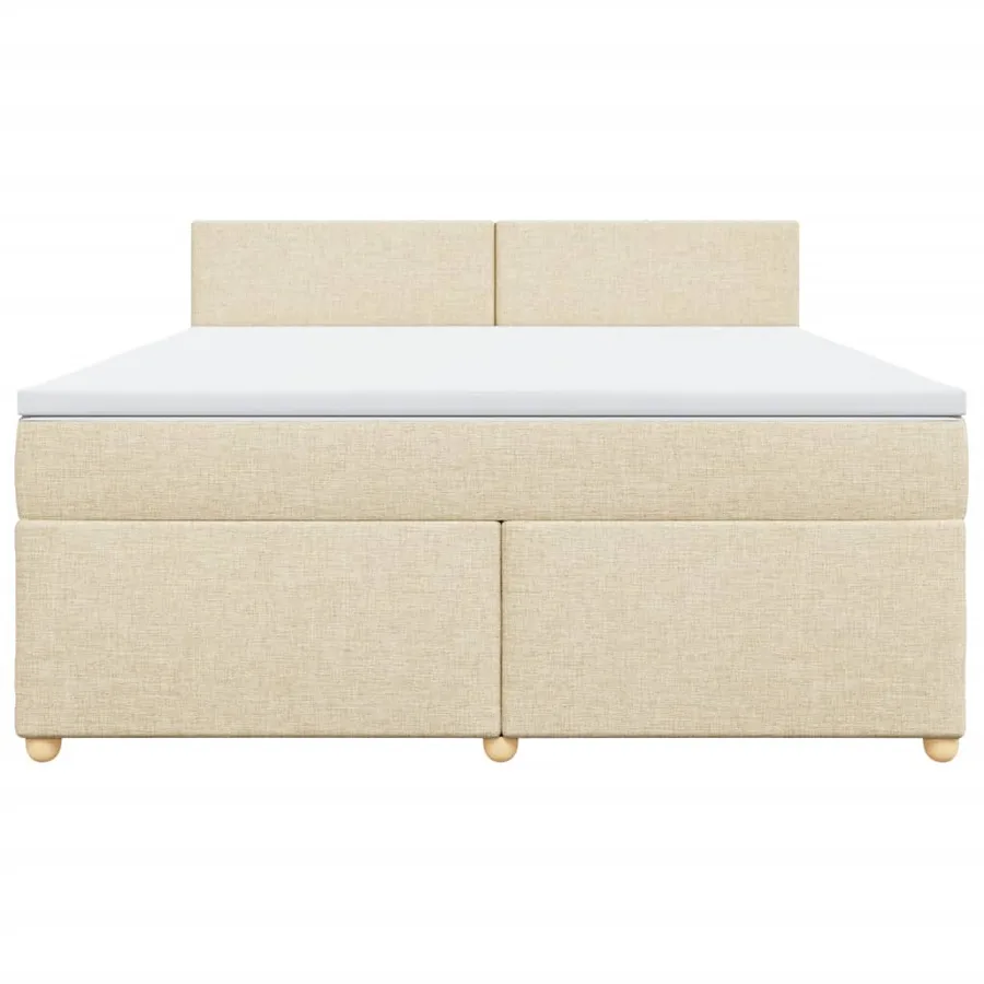 Sommier à lattes de lit avec matelas Crème 180x200 cm Tissu - 4