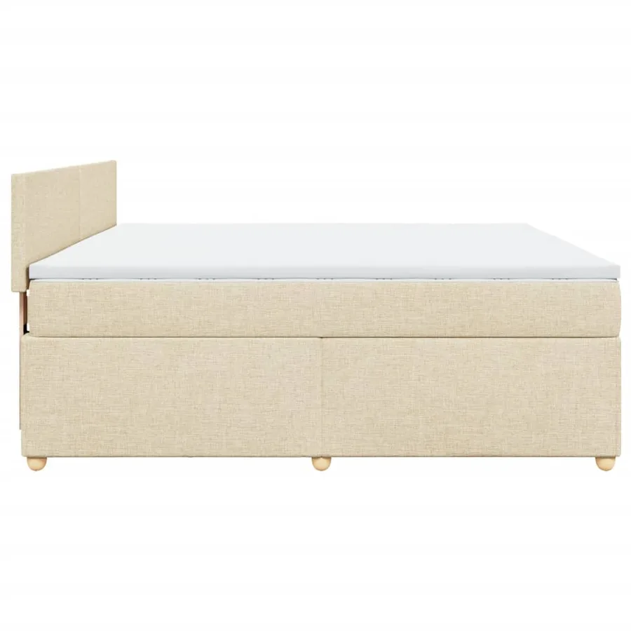 Sommier à lattes de lit avec matelas Crème 180x200 cm Tissu - 5