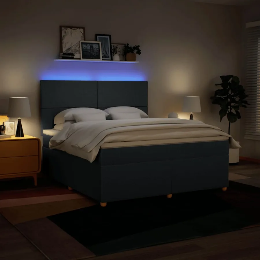 Sommier à lattes de lit avec matelas Bleu 180x200 cm Tissu - 5