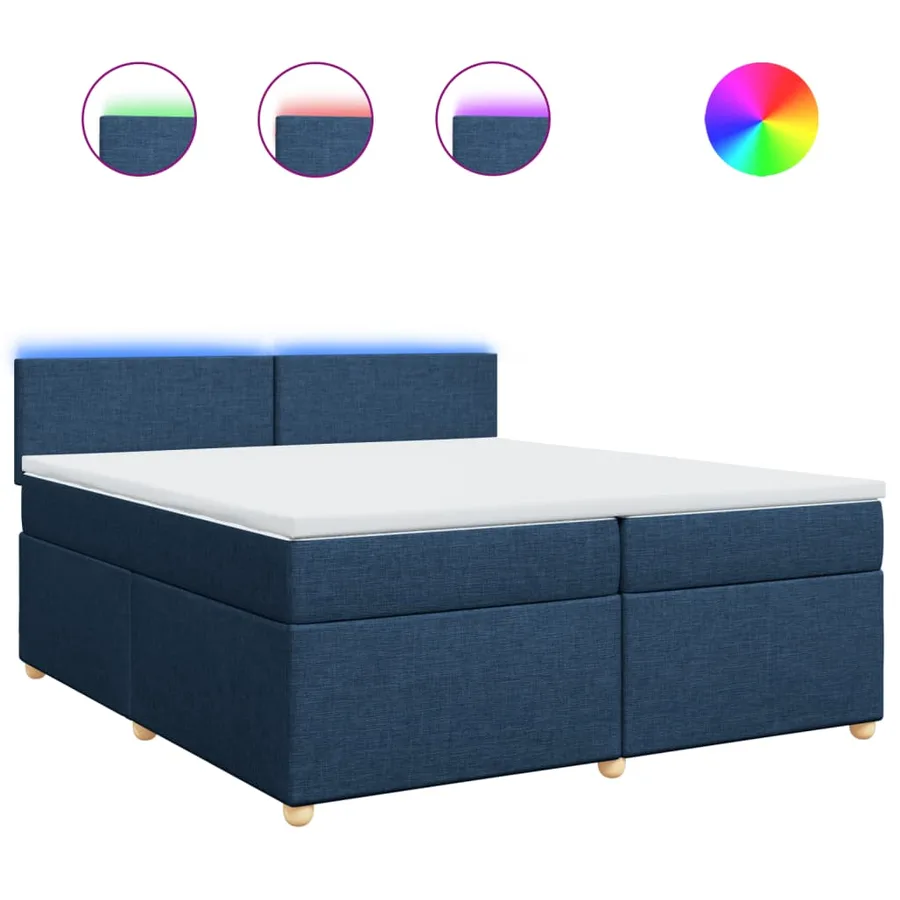 Sommier à lattes de lit avec matelas Bleu 200x200 cm Tissu - 2