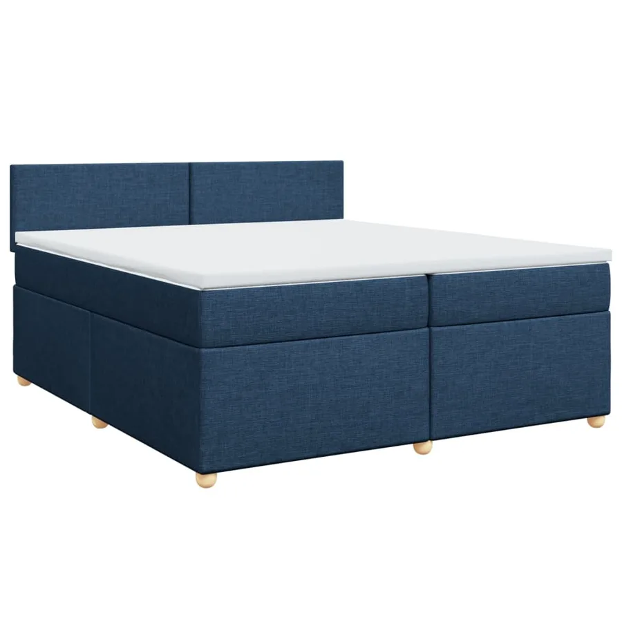 Sommier à lattes de lit avec matelas Bleu 200x200 cm Tissu - 3
