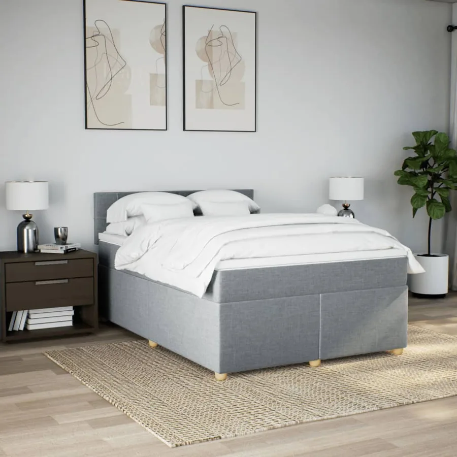 Sommier à lattes de lit avec matelas Gris clair 160x200cm Tissu - 4