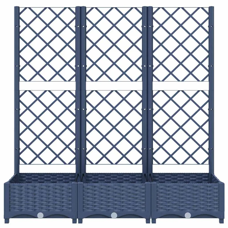 Jardinière avec treillis bleu gris 120x40x121,5 cm PP - 3