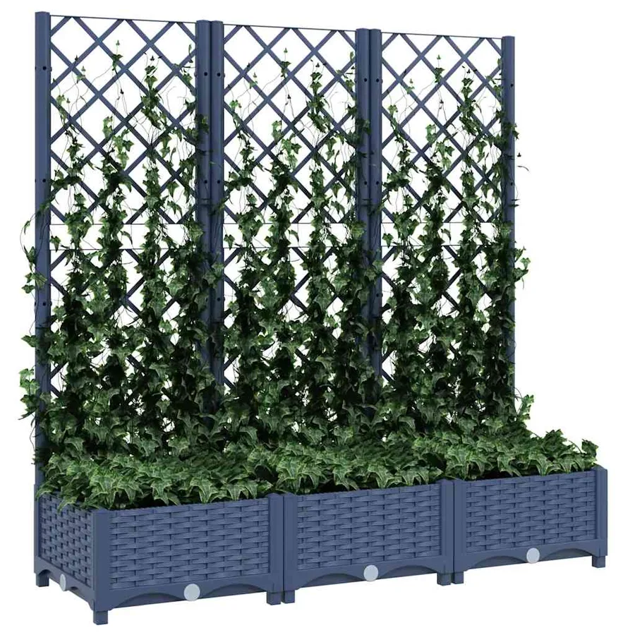 Planter with Trellis Blue Grey 120x40x121.5 cm PP - 7