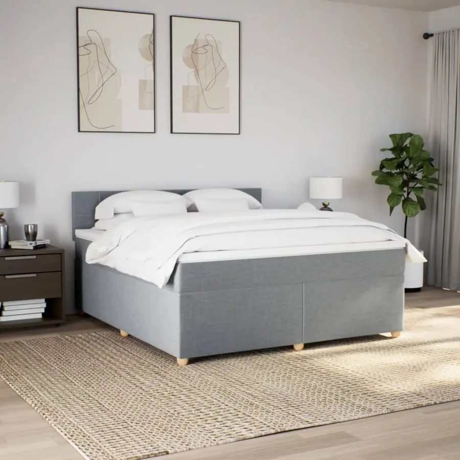 Sommier à lattes de lit avec matelas Gris clair 180x200cm Tissu - 4