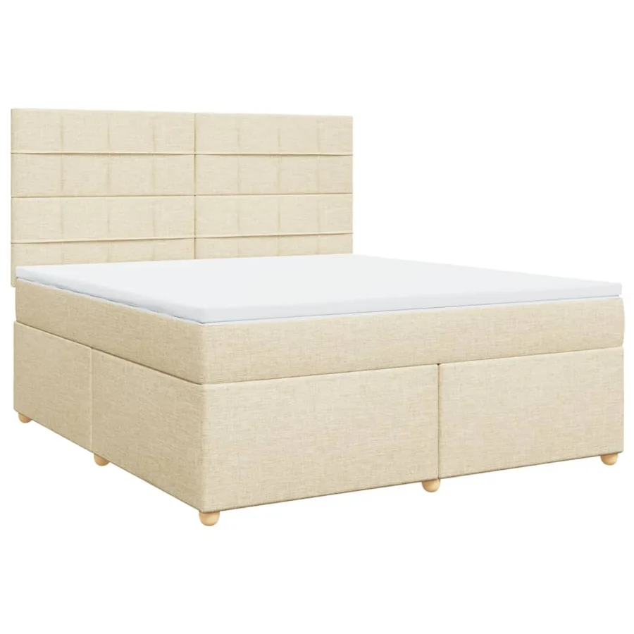 Sommier à lattes de lit avec matelas Crème 180x200 cm Tissu - 2