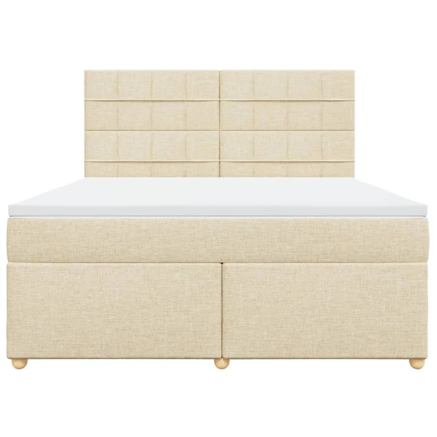 Sommier à lattes de lit avec matelas Crème 180x200 cm Tissu - 4