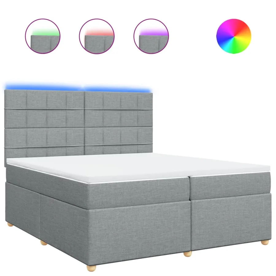 Sommier à lattes de lit avec matelas Gris clair 200x200cm Tissu - 2