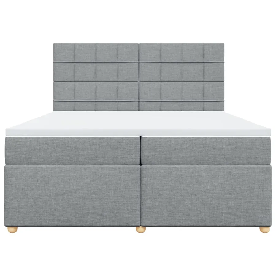 Sommier à lattes de lit avec matelas Gris clair 200x200cm Tissu - 6