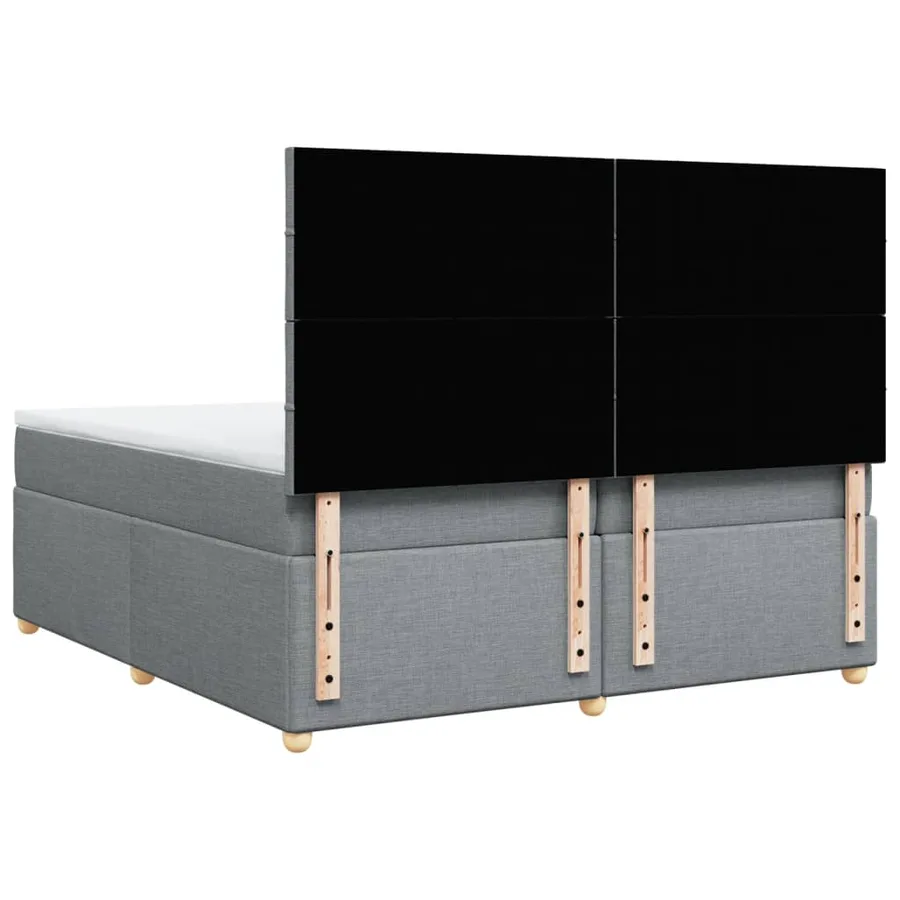 Sommier à lattes de lit avec matelas Gris clair 200x200cm Tissu - 8