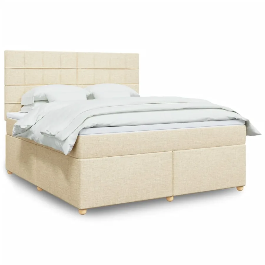 Sommier à lattes de lit avec matelas Crème 180x200 cm Tissu