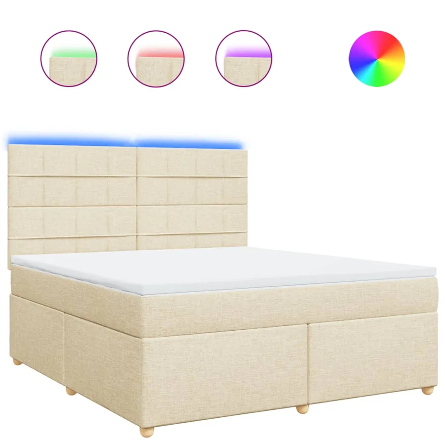 Sommier à lattes de lit avec matelas Crème 180x200 cm Tissu - 2