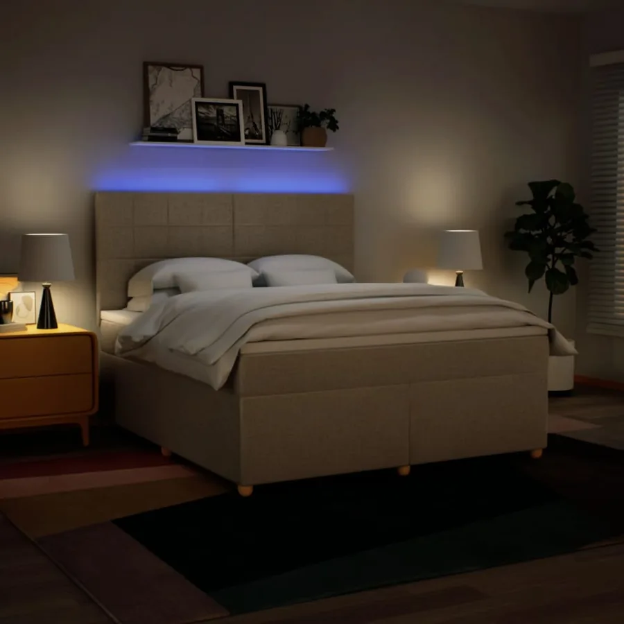 Sommier à lattes de lit avec matelas Crème 180x200 cm Tissu - 5