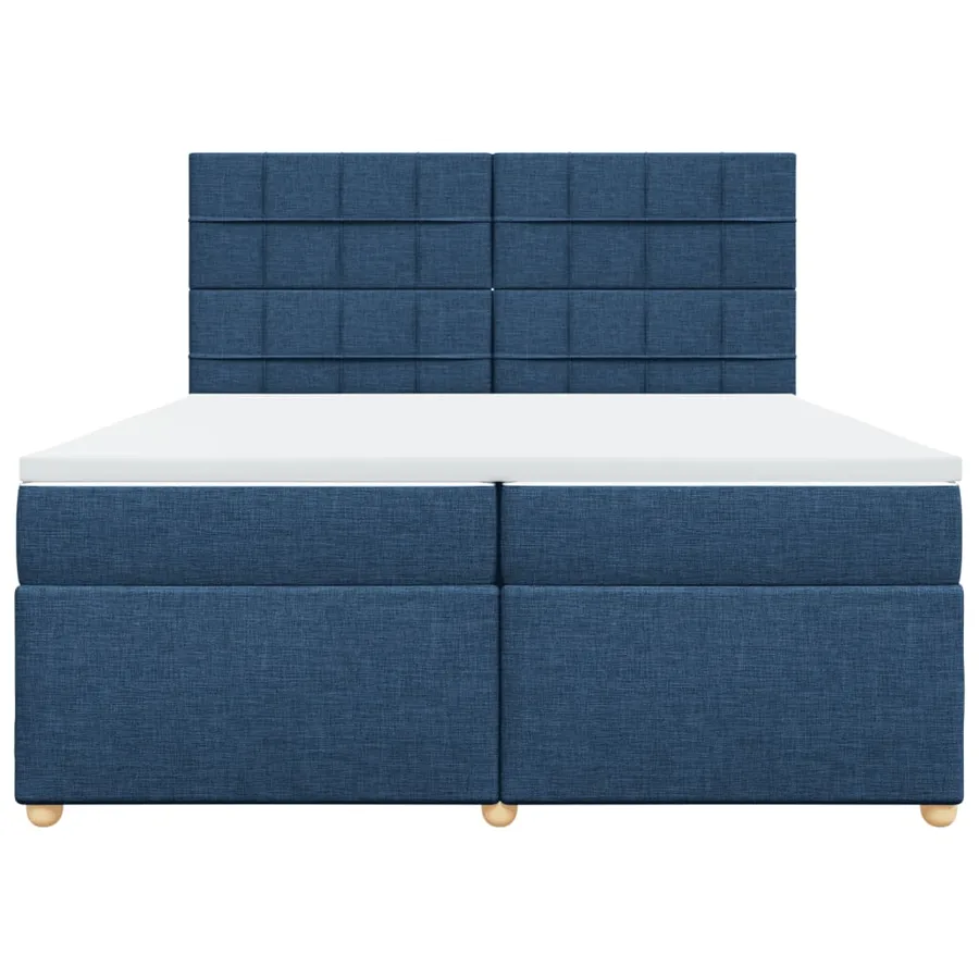 Sommier à lattes de lit avec matelas Bleu 200x200 cm Tissu - 4